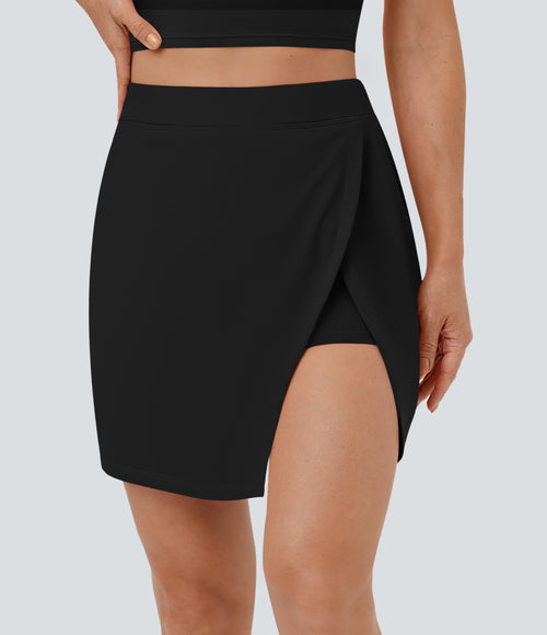 Airy Side Cut 2-in-1 Side Pocket Tennis Skirt-Purity-UPF50+ — Black — view 1