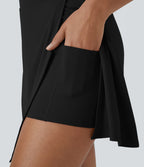 Airy Side Cut 2-in-1 Side Pocket Tennis Skirt-Purity-UPF50+ — Black — view 4
