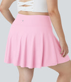 Airy Comfy High Waisted Crossover 2-in-1 Pocket Plus Size Flare InstantCool Tennis Skirt — Nosegay — view 2