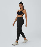 High Waisted Tummy Control Pocket Training Leggings — Black — view 6