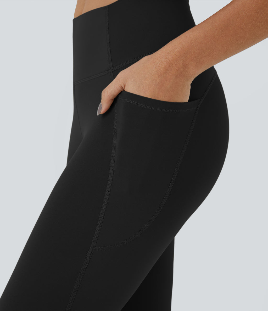 High Waisted Tummy Control Pocket Training Leggings — Black — view 5