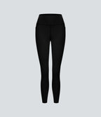 High Waisted Tummy Control Pocket Training Leggings — Black — view 7