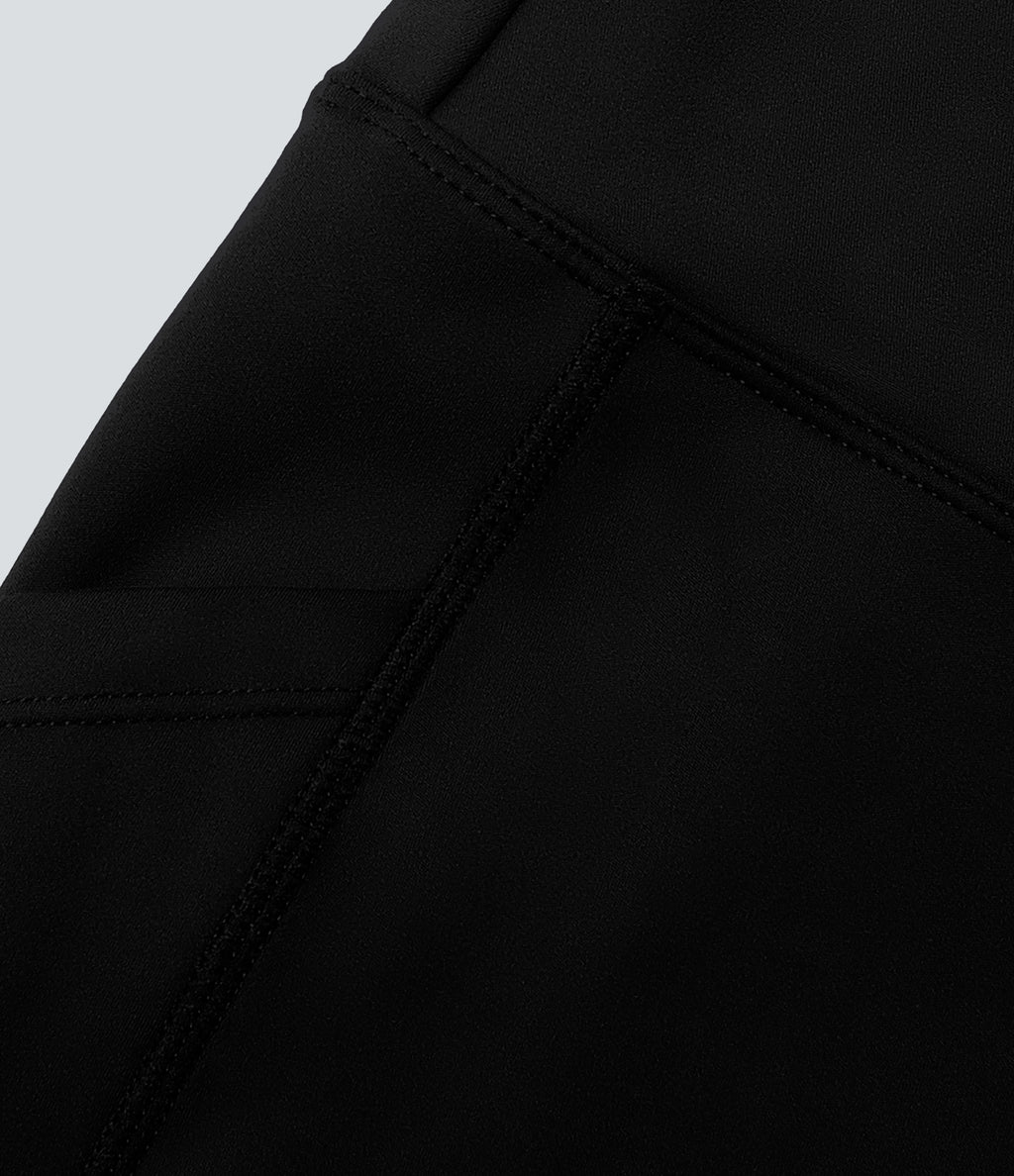 High Waisted Tummy Control Pocket Training Leggings — Black — view 8