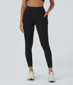 High Waisted Tummy Control Pocket Training Leggings — Black — view 3