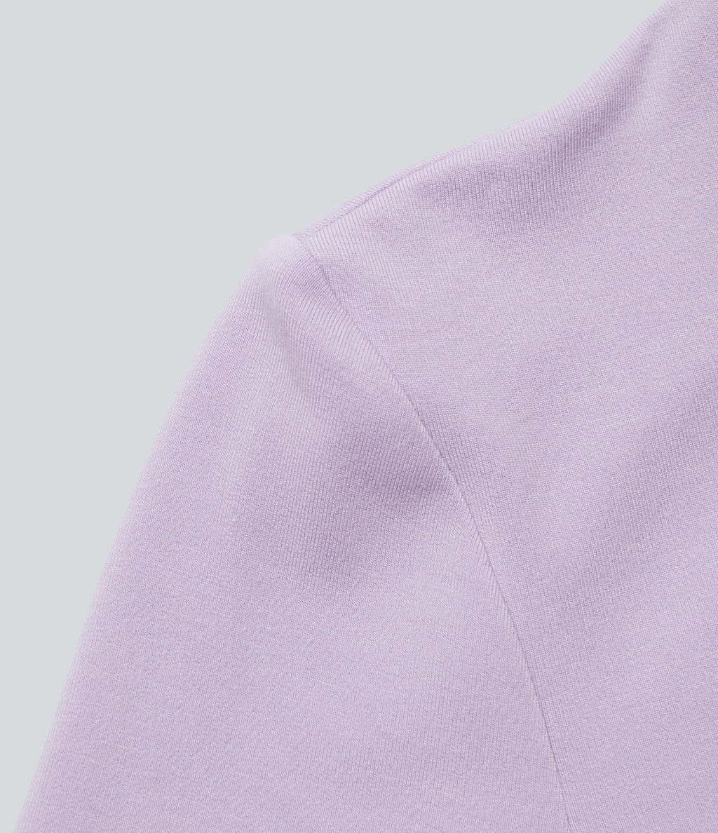 Hooded Drawstring Cut Out Casual Hoodie Sweatshirt — Misty Purple — view 7