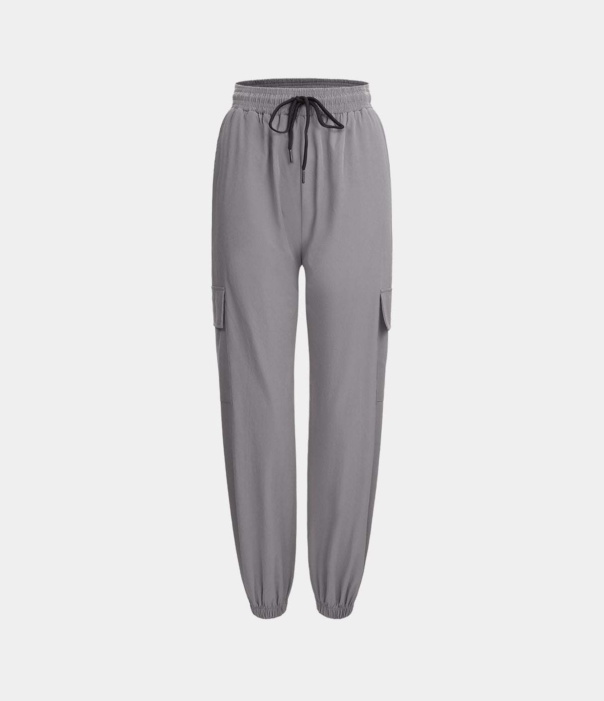 Mid Rise Drawstring Side Pocket Casual Cargo Joggers — Mourning Dove — view 7