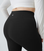 Crossover High Waisted Pocket Plus Size Leggings — Black — view 5