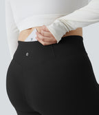 Crossover High Waisted Pocket Plus Size Leggings — Black — view 4