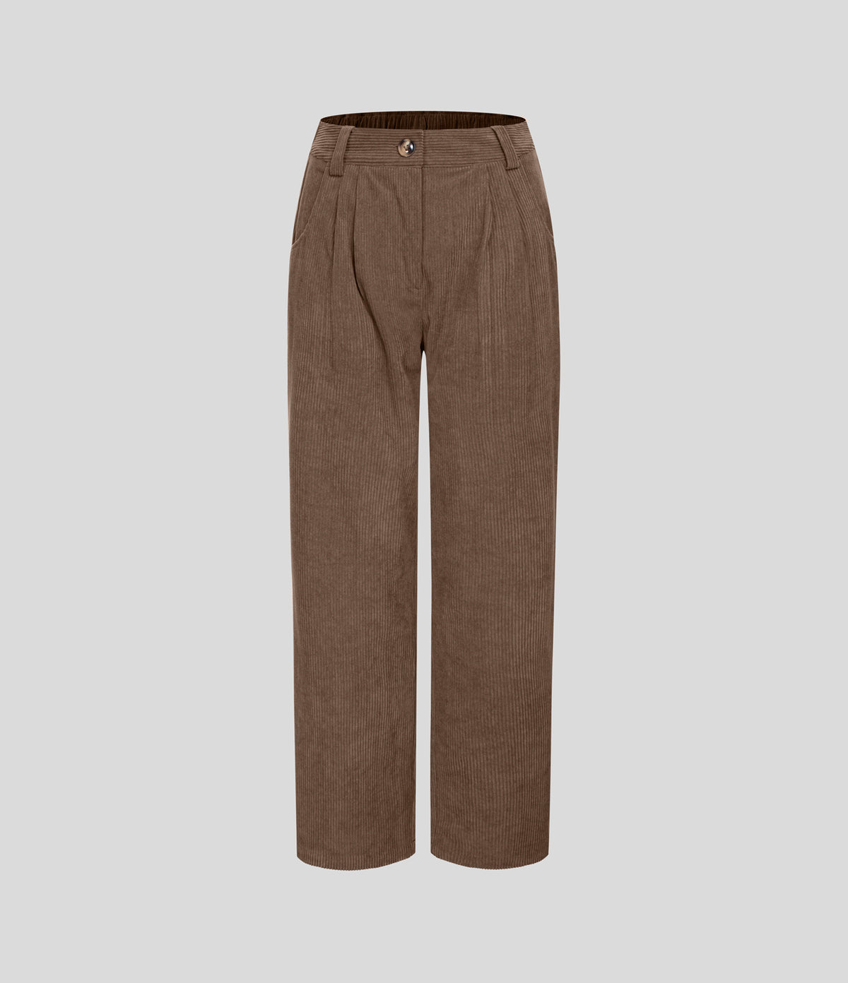 Mid Rise Zipper Pocket Corduroy Casual Trousers — Acorn — view 7
