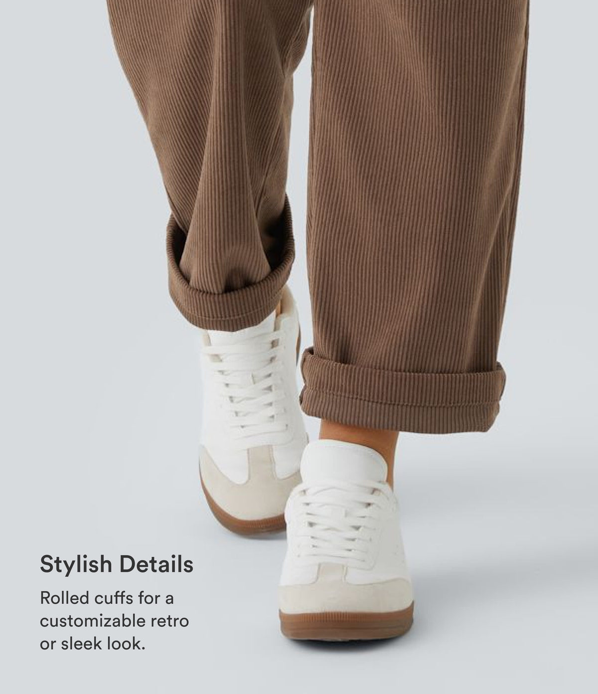 Mid Rise Zipper Pocket Corduroy Casual Trousers — Acorn — view 5