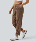 Mid Rise Zipper Pocket Corduroy Casual Trousers — Acorn — view 1