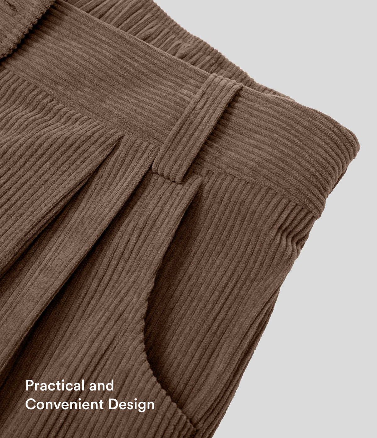 Mid Rise Zipper Pocket Corduroy Casual Trousers — Acorn — view 6