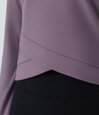 Plush Round Neck Crossover Hem Yoga Sports Top — Tulip Purple — view 4