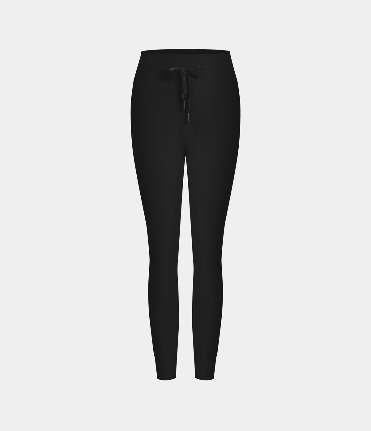 Flow Pet Hair Resistant High Waisted Drawstring Side Pocket Plain Full Length Joggers — Black — view 6