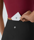 Crossover High Waisted Pocket Wide Leg Yoga Trousers — Black — view 4