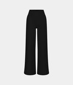 Crossover High Waisted Pocket Wide Leg Yoga Trousers — Black — view 7
