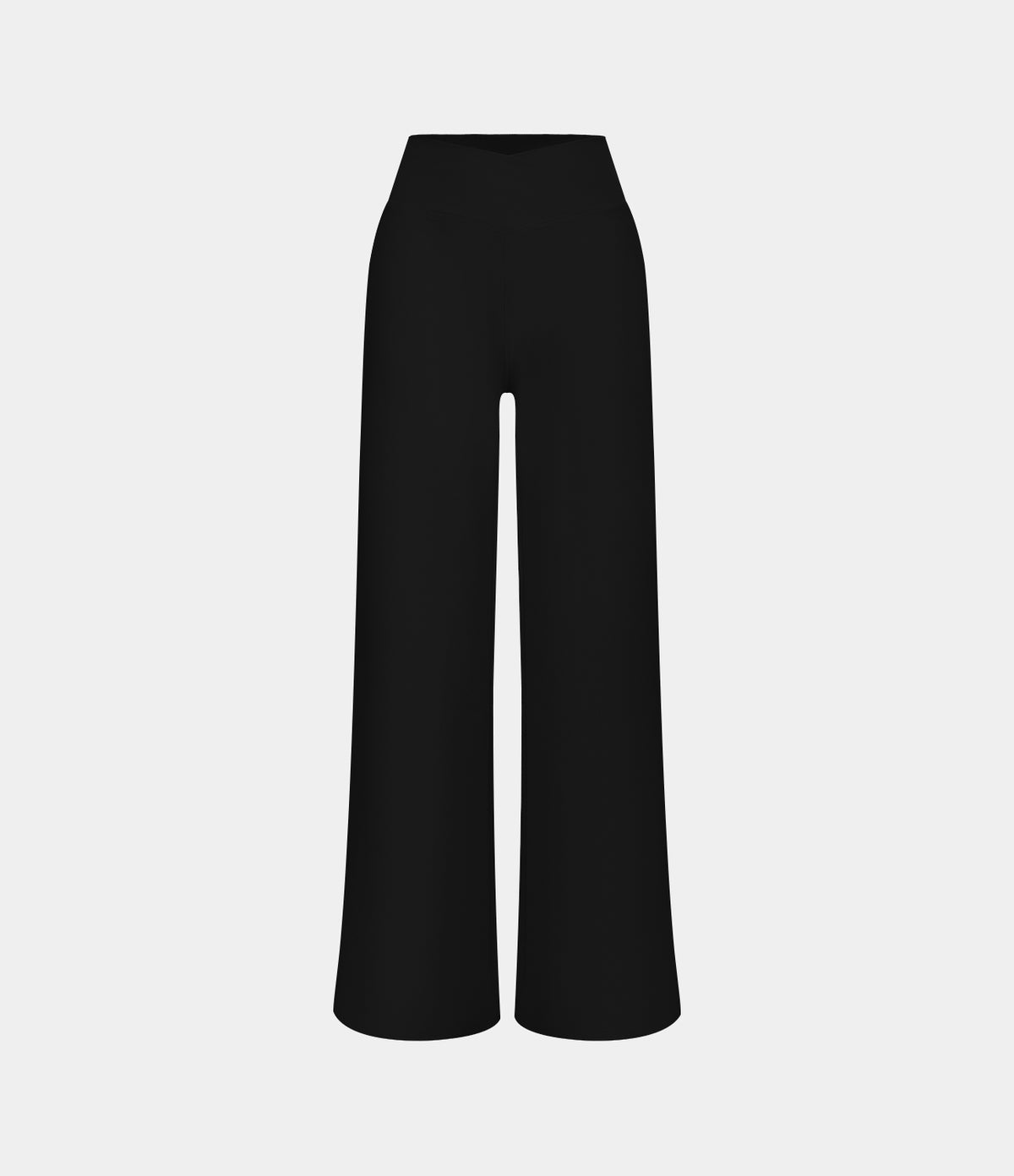 Crossover High Waisted Pocket Wide Leg Yoga Trousers — Black — view 7
