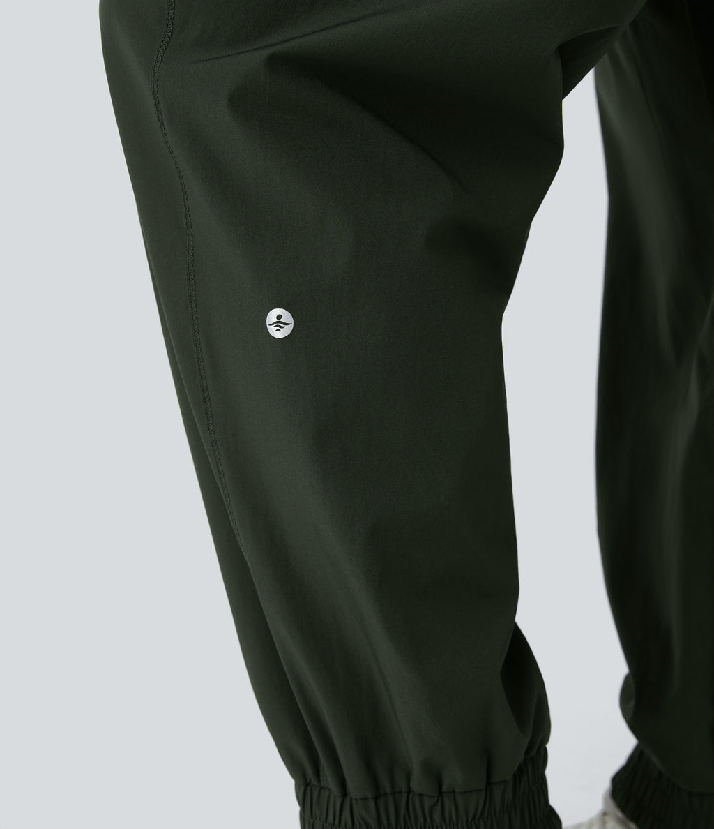 High Waisted Elastic Waistband Plus Size Hiking Joggers — Rosin — view 5
