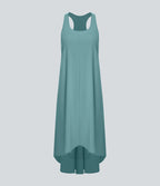 RacerPocket High Low Flowy Midi Quick Dry Casual Dress — Stone Blue — view 6