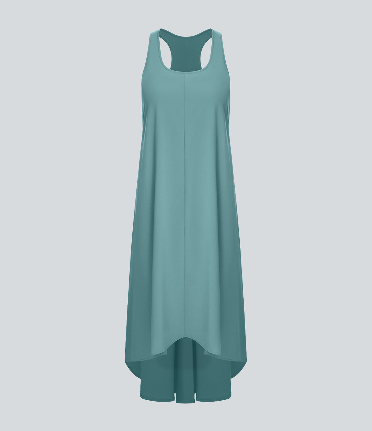 RacerPocket High Low Flowy Midi Quick Dry Casual Dress — Stone Blue — view 6