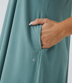 RacerPocket High Low Flowy Midi Quick Dry Casual Dress — Stone Blue — view 5