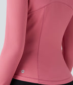 Flow Pet Hair Resistant Stand Collar Zipper Side Pocket Thumb Hole Cropped Casual Jacket — Desert Rose — view 7