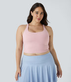 Crisscross Backless Cropped Yoga Plus Size Tank Vest Top — Peachskin — view 2