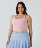 Crisscross Backless Cropped Yoga Plus Size Tank Vest Top — Peachskin — view 4