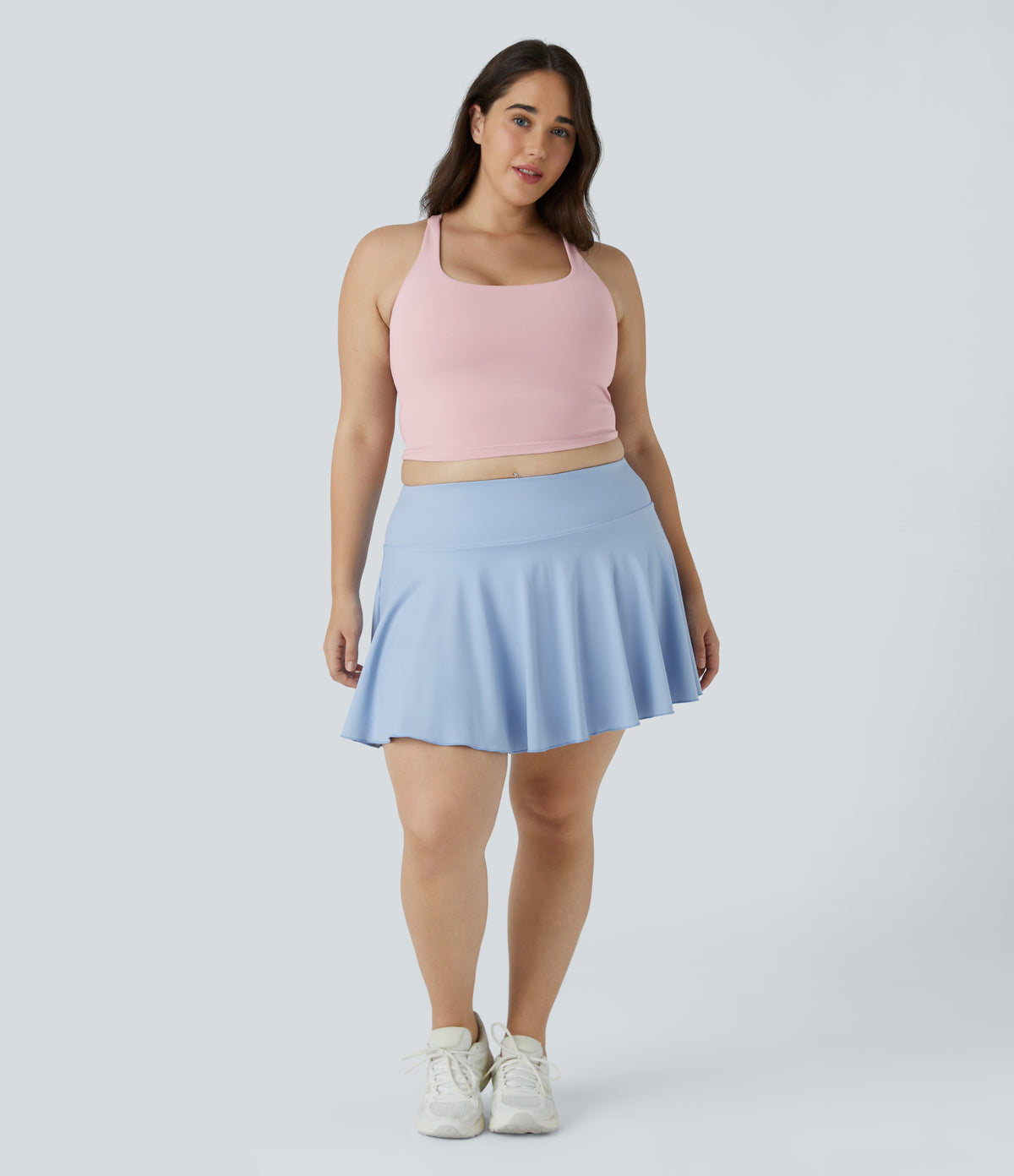 Crisscross Backless Cropped Yoga Plus Size Tank Vest Top — Peachskin — view 5