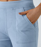 Mid Rise Pockets Straight Leg Casual Cargo Jeans — Denim Cyan Blue — view 8