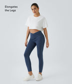 Crossover Pocket Washed Denim Work Leggings — Washed Denim Bleached Blue — view 6
