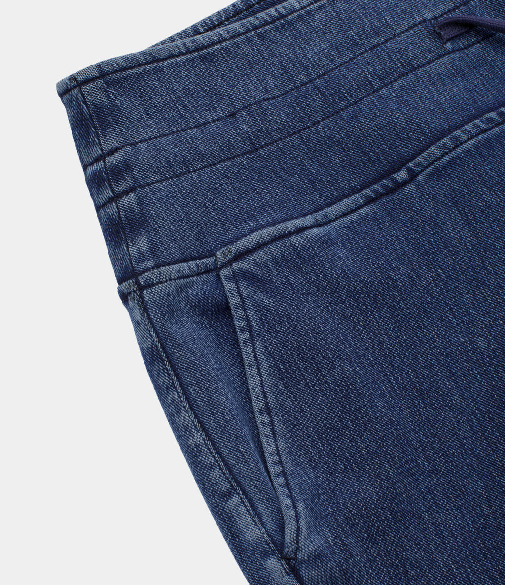 High Waisted Drawstring Pocket Washed Casual Jeans — Washed Denim Bleached Blue — view 8