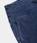 High Waisted Drawstring Pocket Washed Casual Jeans — Washed Denim Bleached Blue — view 8