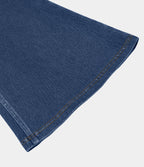 High Waisted Crossover Pocket Washed Casual Jeans — Washed Denim Bleached Blue — view 8