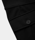 High Waisted Side Flap Pocket Flare Casual Cargo Trousers — Black — view 8