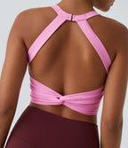 Plush Cut Out Cropped Yoga Tank Vest Top — Nosegay — view 4