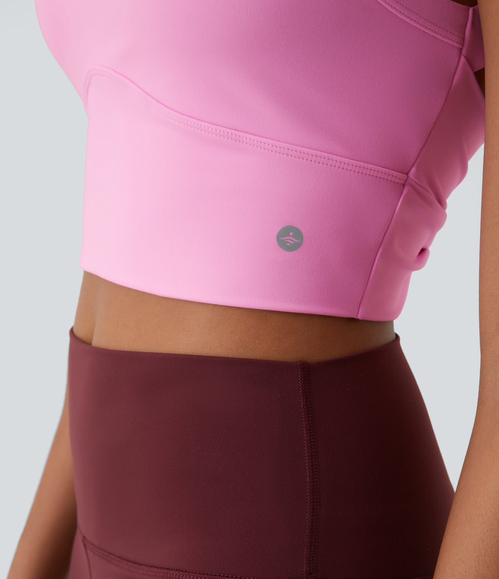 Plush Cut Out Cropped Yoga Tank Vest Top — Nosegay — view 5