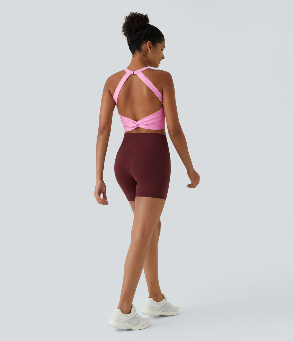 Plush Cut Out Cropped Yoga Tank Vest Top — Nosegay — view 6