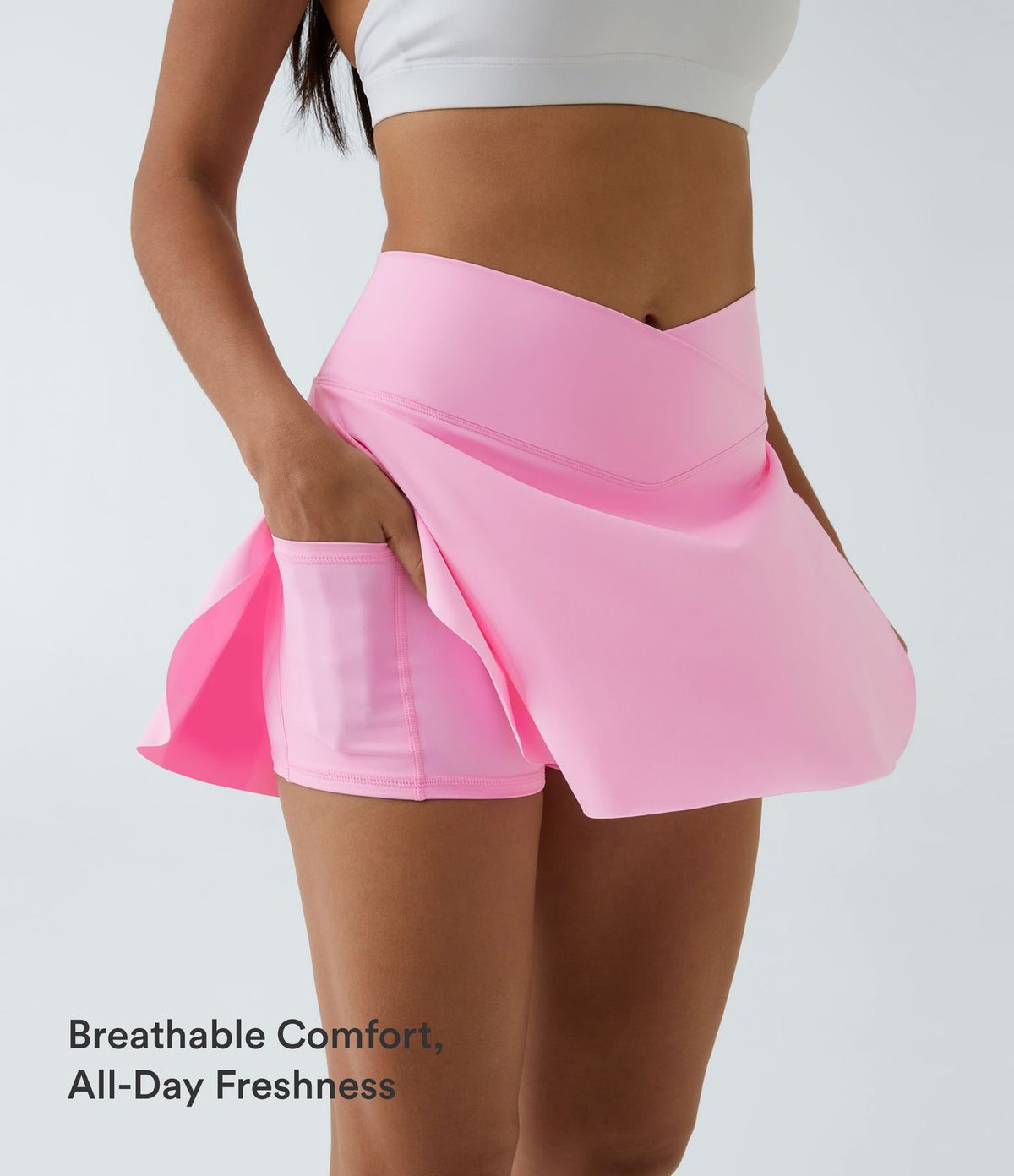Airy Crossover Pocket 2-in-1 InstantCool Tennis Skirt-Lucid-Longer Length — Nosegay — view 5