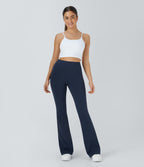 High Waisted Pocket Flare Yoga Leggings — Midnight Blue — view 6