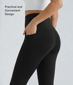 High Waisted Tummy Control Pocket Shaping Training Capri Leggings — Black — view 4