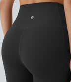High Waisted Tummy Control Pocket Shaping Training Capri Leggings — Black — view 6