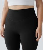 High Waisted Side Pocket Plus Size Shaping Training Capri Leggings — Black — view 5