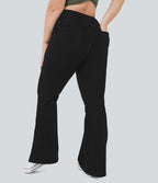 High Waisted Crossover Pocket InstantCool Washed Plus Size Casual Jeans — Graphite Black Denim — view 4