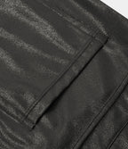 Faux Leather High Waisted Back Side Pocket Work Trousers — Shiny Dusk Black — view 8