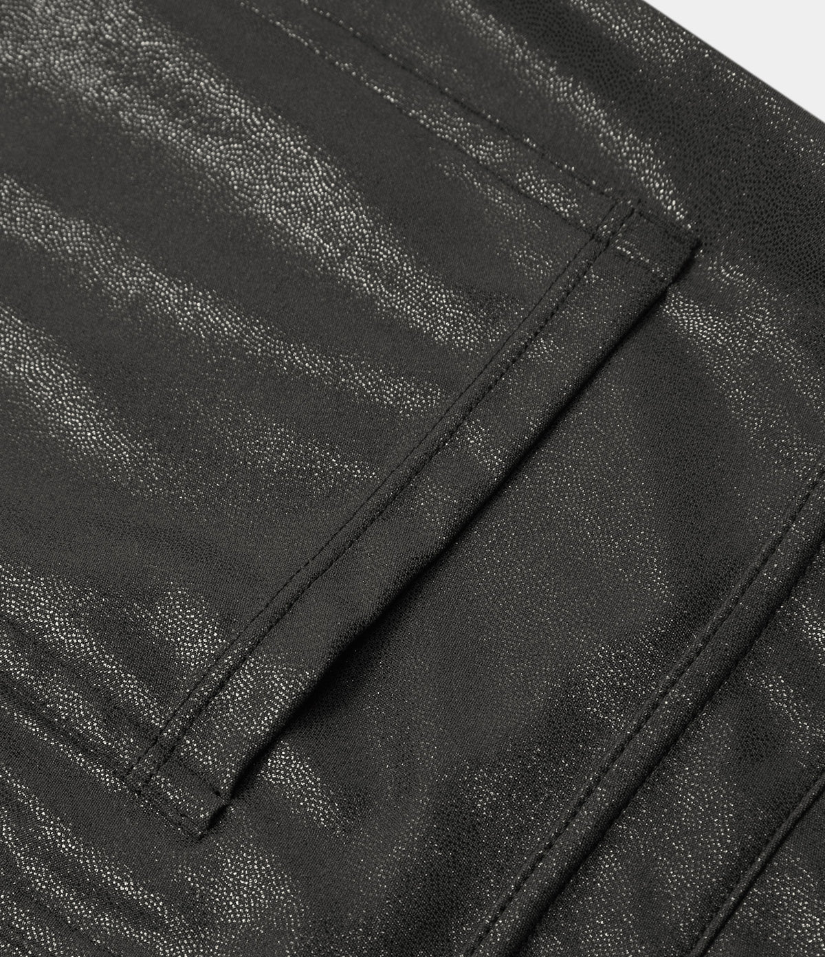 Faux Leather High Waisted Back Side Pocket Work Trousers — Shiny Dusk Black — view 8