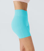 Plush High Waisted Crossover Ruched Yoga Shorts 5'' — Baroque Blue — view 3