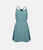 Cut Out Pocket Pleated Mini Quick Dry Casual Dress — Stone Blue — view 7