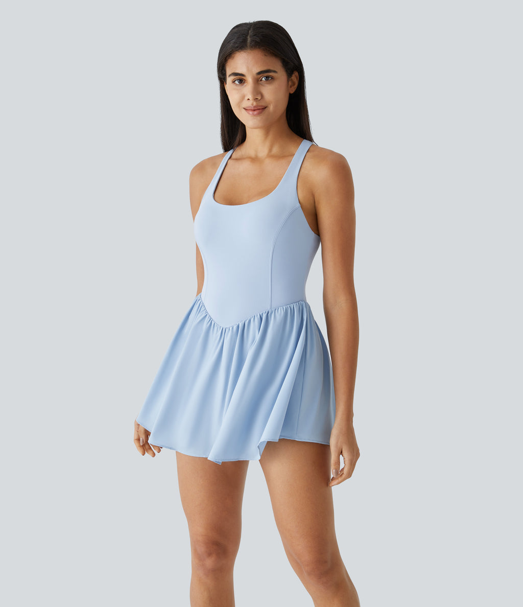 Corset 2-in-1 Pocket Mini Quick Dry Flowy Pickleball Active Dress — Angel Falls — view 6