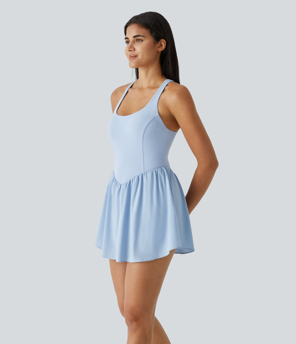 Corset 2-in-1 Pocket Mini Quick Dry Flowy Pickleball Active Dress — Angel Falls — view 3